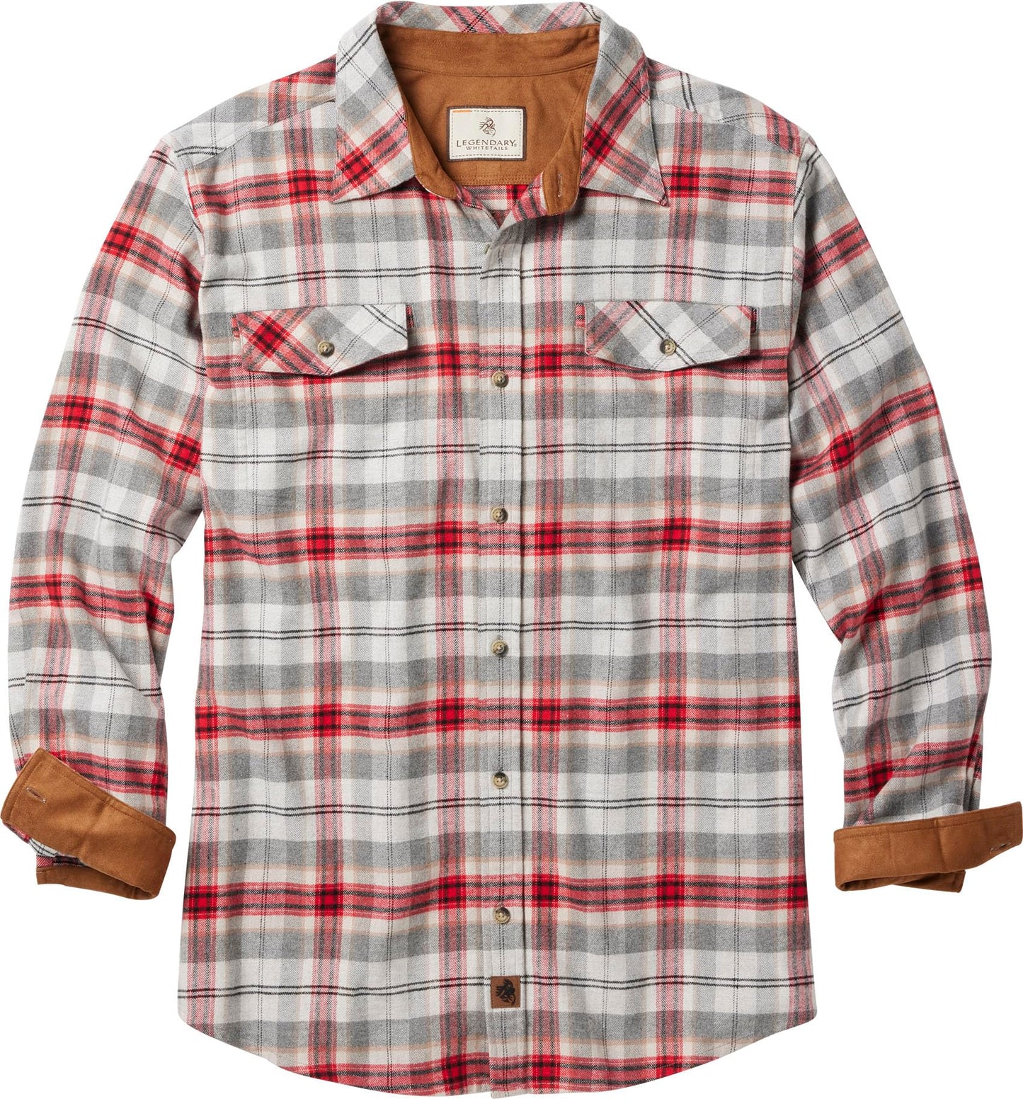 Legendary Whitetails Men's Big & Tall Flannel Shirt Long Sleeve Button Down Relaxed Fit, Gray Barnside Plaid