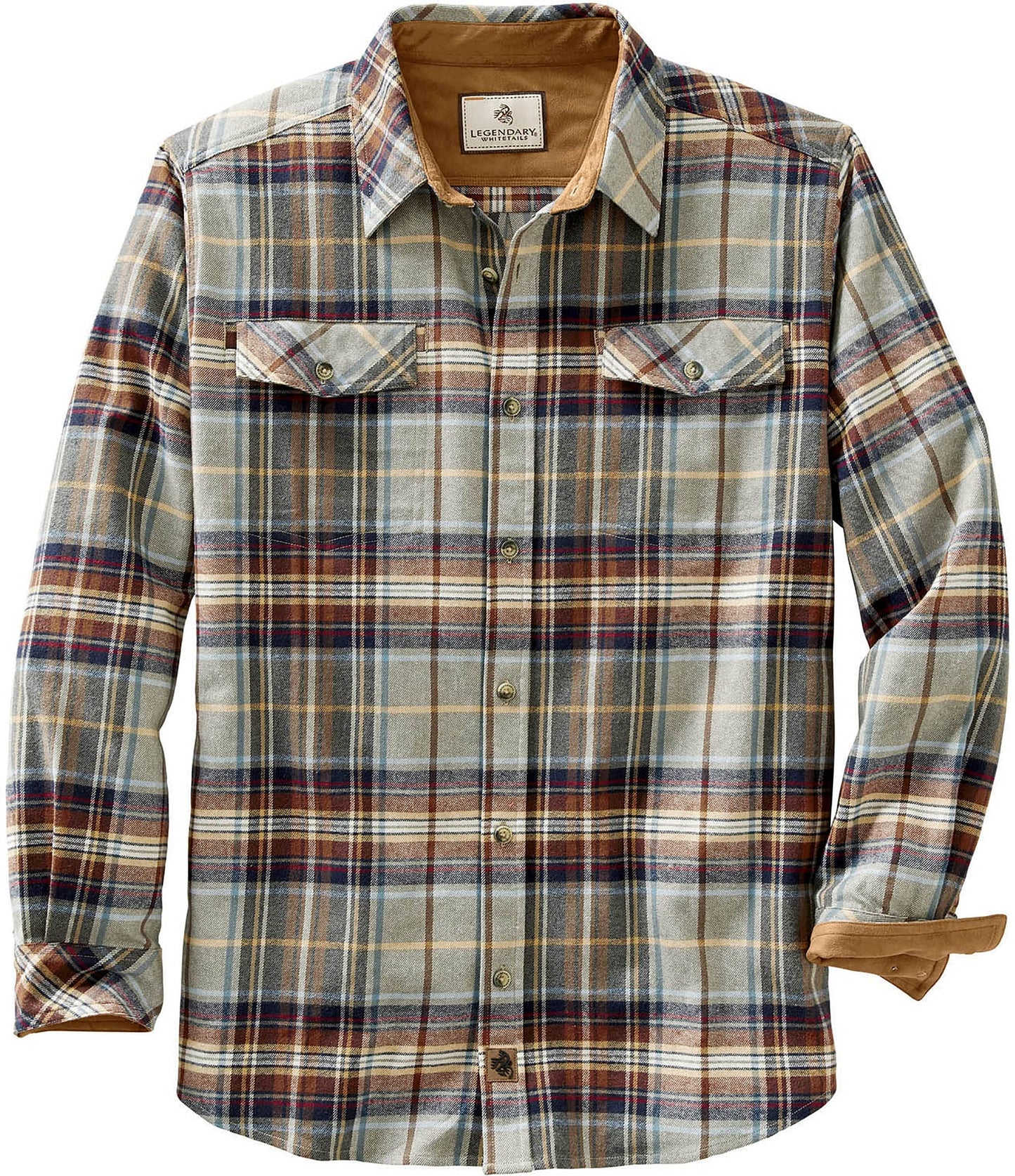 Legendary Whitetails Men's Big Flannel Shirt Long Sleeve Button Down Relaxed Fit, Light Sequoia Sky Plaid, Large Tall