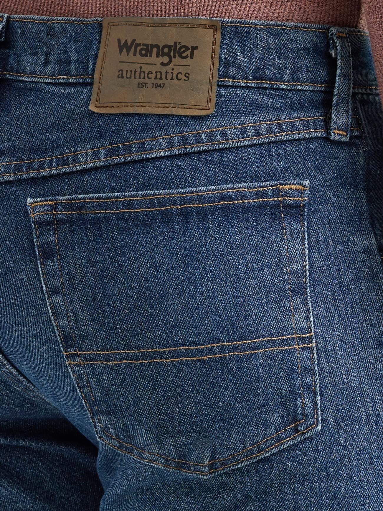Wrangler Authentics Men's Classic 5-Pocket Regular Fit Jean, Dark Stonewash Flex, 36W X 36L
