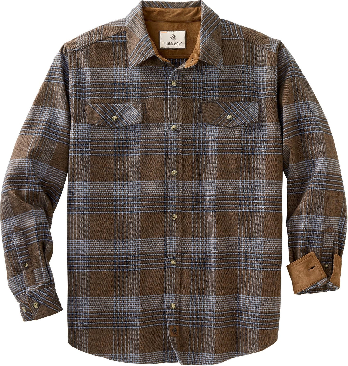 Legendary Whitetails Men's Big Flannel Shirt Long Sleeve Button Down Relaxed Fit, Real Chocolate Melange, Large Tall
