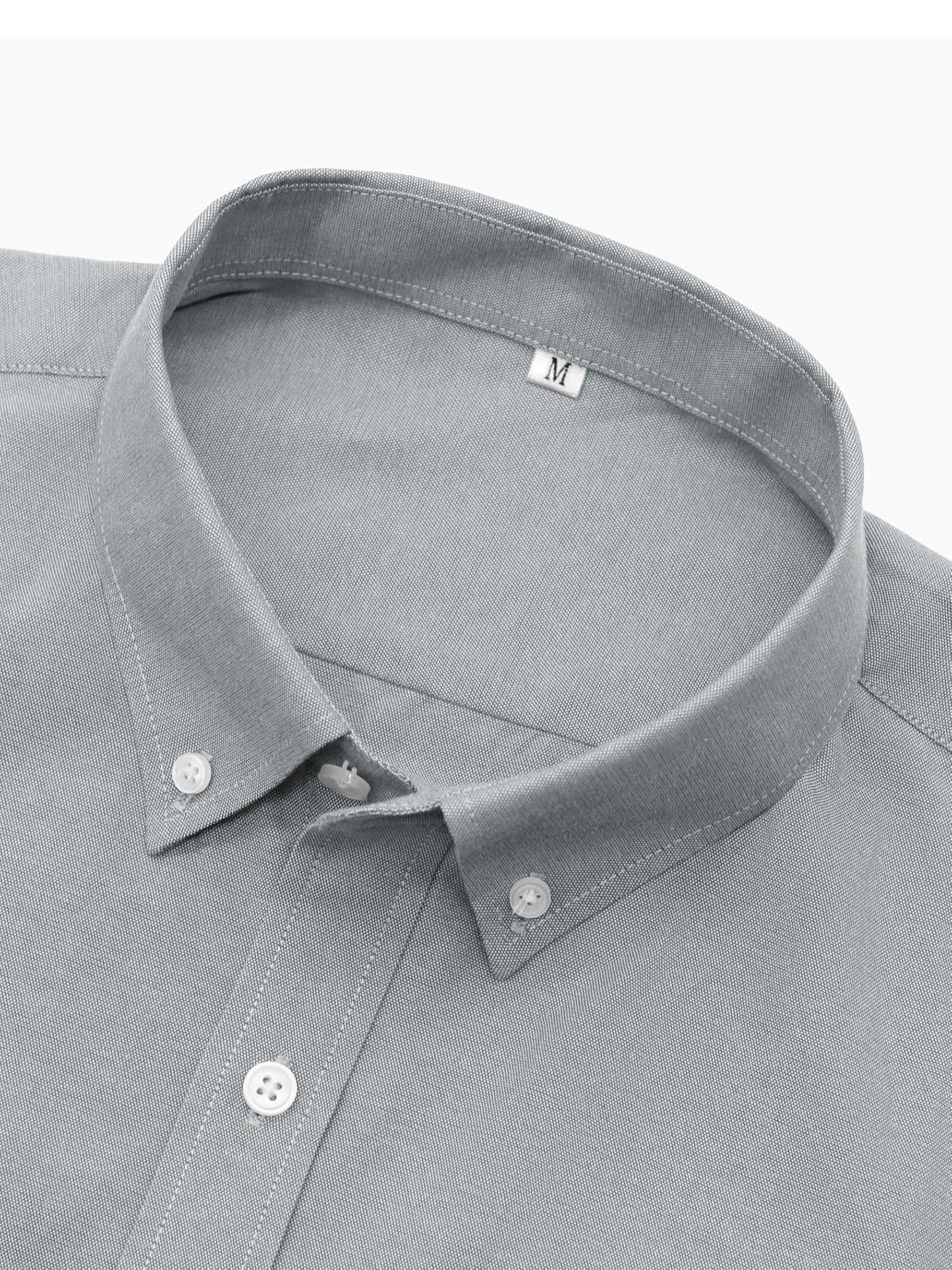 GIANZEN Mens Light Grey Dress Shirt Gray Long Sleeve Oxford Shirts for Men Men's Button Down Casual Clothing Untucked Light Gray Size XXXL Tall