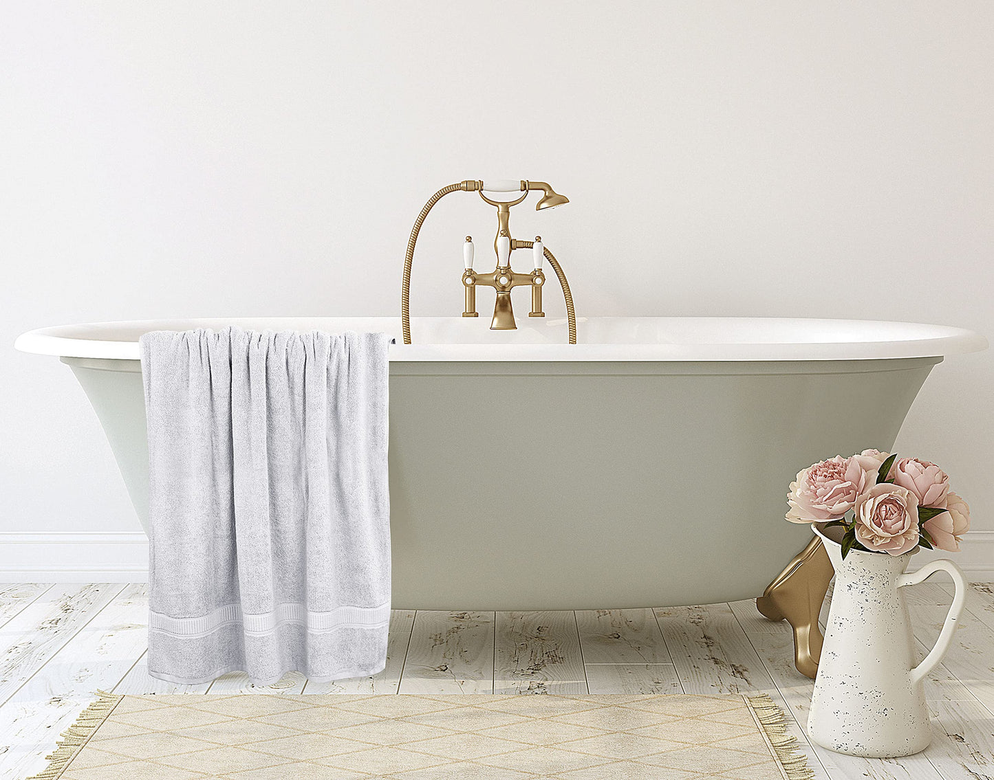 Utopia Towels Luxurious Jumbo Bath Sheet 2 Piece, 600 GSM, 35 by 70 Inches, 100% Ring Spun Cotton, Highly Absorbent and Quick Dry Extra Large Bath Towel, Super Soft Towel, Silver