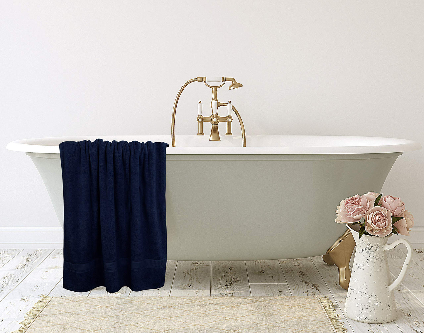 Utopia Towels Luxurious Jumbo Bath Sheet 2 Piece, 600 GSM, 35 by 70 Inches, 100% Ring Spun Cotton, Highly Absorbent and Quick Dry Extra Large Bath Towel, Super Soft Towel, Navy