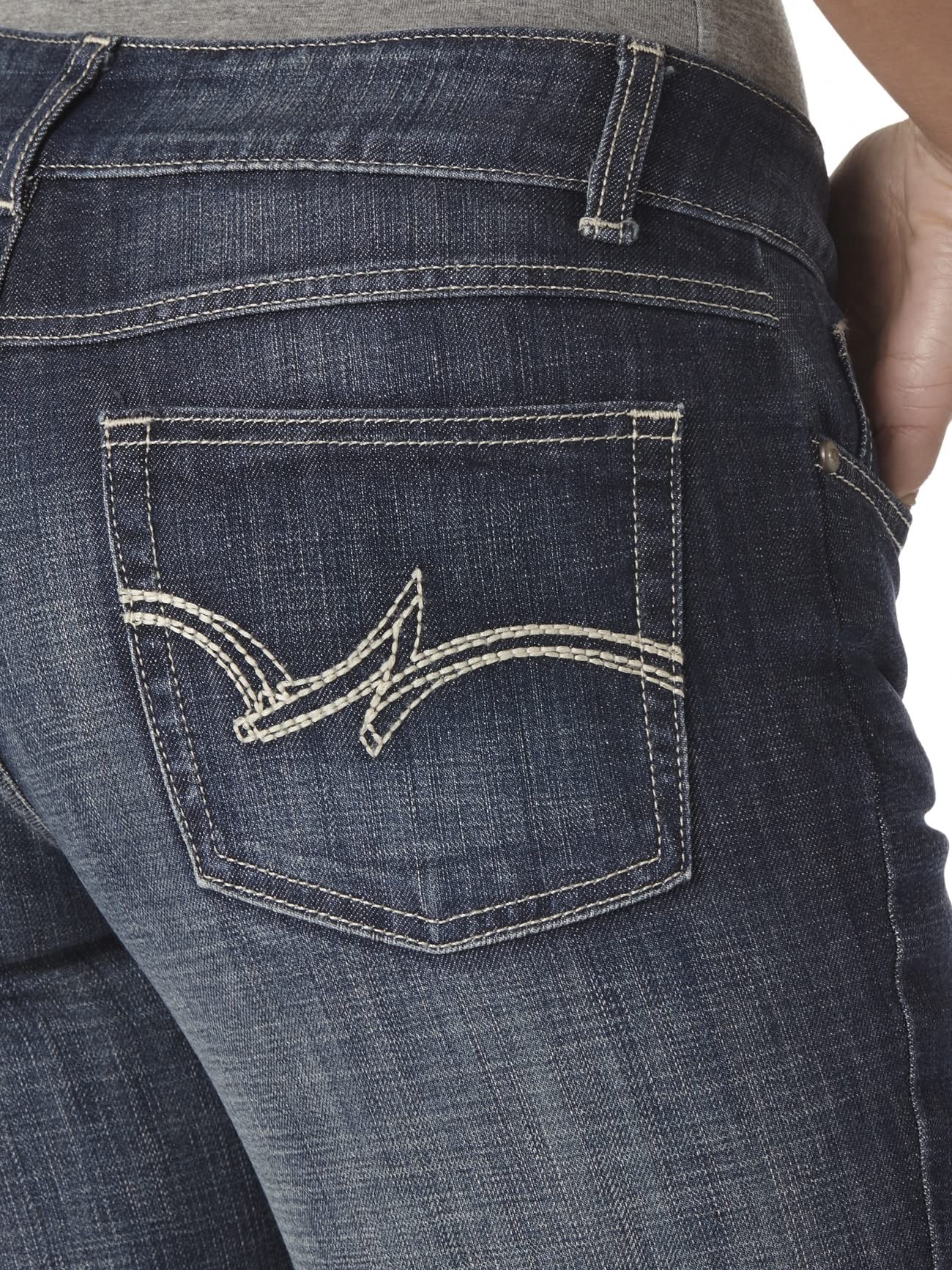 Wrangler Western Mid Rise Stretch Straight Leg Jean, Dark Indigo, 7W x 34L