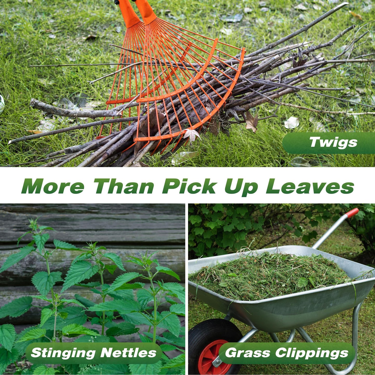 Walensee Leaf Grabber Rake, Leaf Collector Tool with Long Steel Handle & Steel Claw, Lightweight & Efficient Leaf Picker, Comfortable Grip, Ideal for Leaves, Twigs, Yard Waste Garden Cleanup