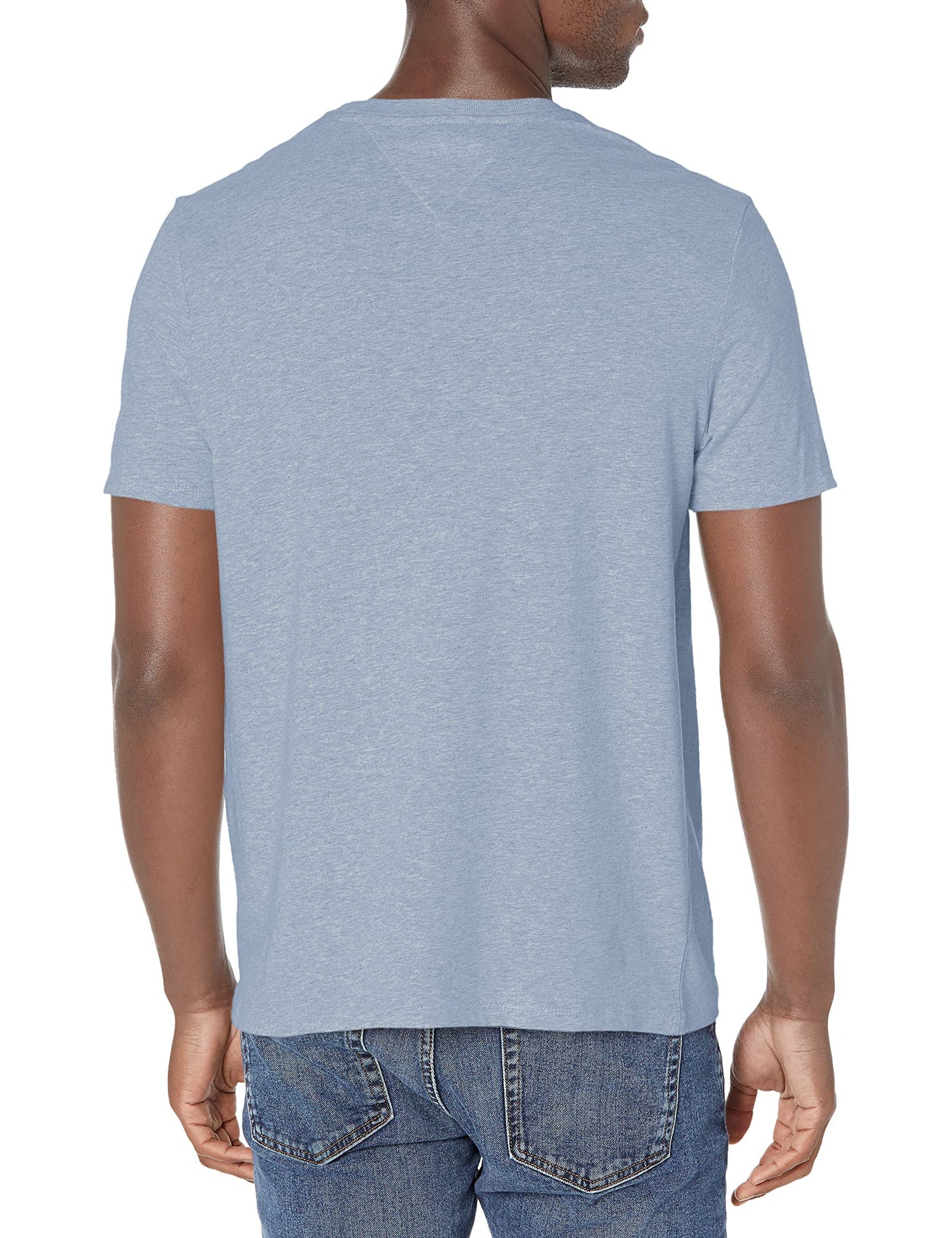 Tommy Hilfiger mens Tommy Hilfiger Men's Short Sleeve Crewneck With Pocket T Shirt, Malaga Blue Heather, 5X-Large Tall US