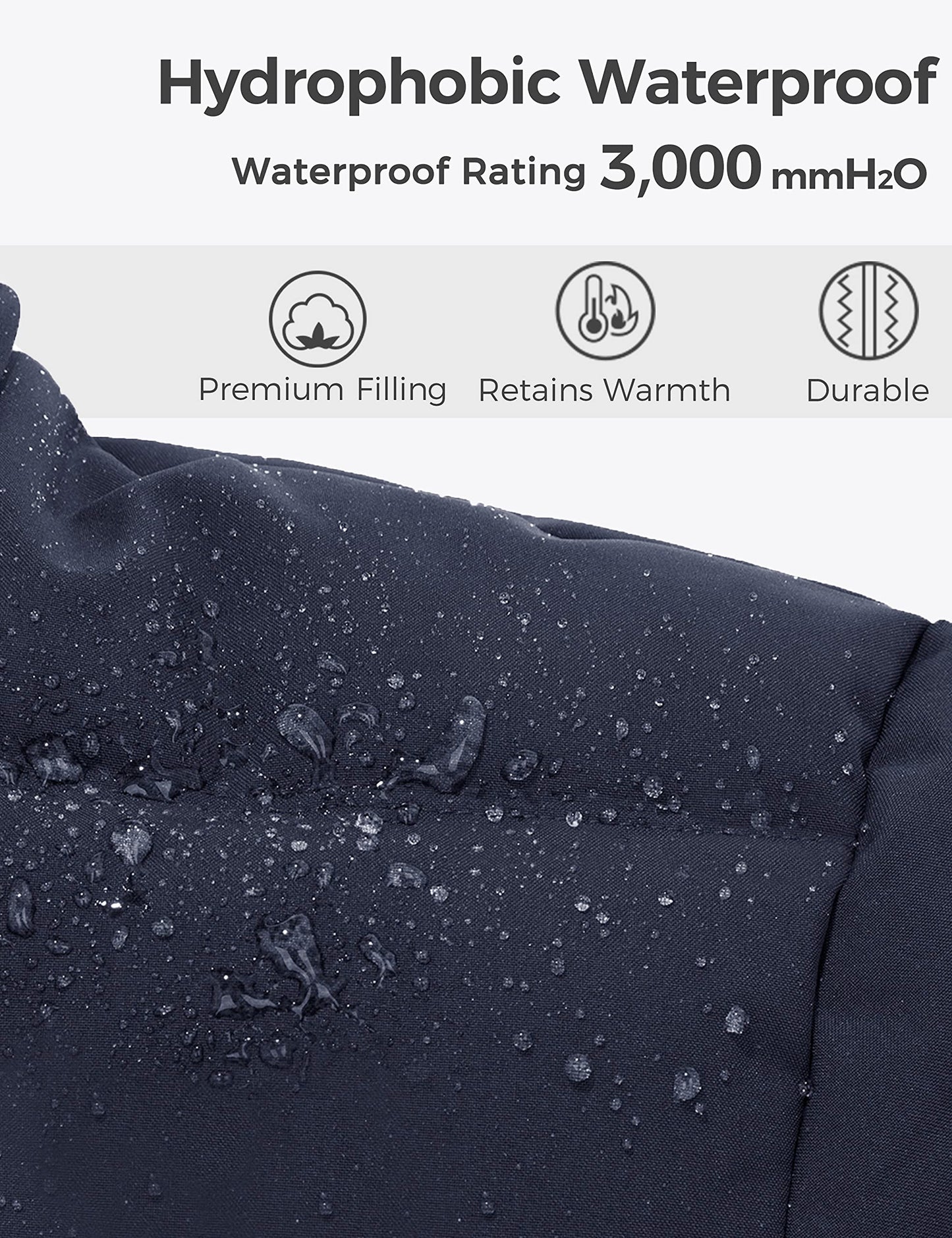 wantdo Men's Big and Tall Lightweight Puffer Coat Waterproof Hoodie Padded Winter Jacket Navy XX-Large Tall