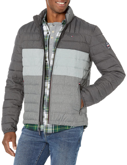 Tommy Hilfiger Men's Ultra Loft Lightweight Packable Puffer Jacket (Standard and Big & Tall), Grey Combo, 4X-Large