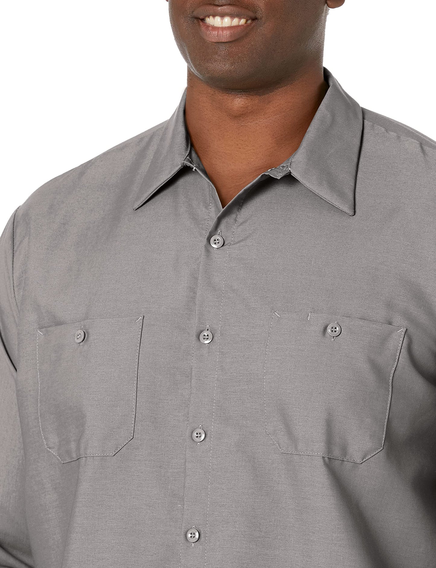 Red Kap Men's Size Industrial Work Shirt, Regular Fit, Long Sleeve, Light Grey, 5X-Large/Tall