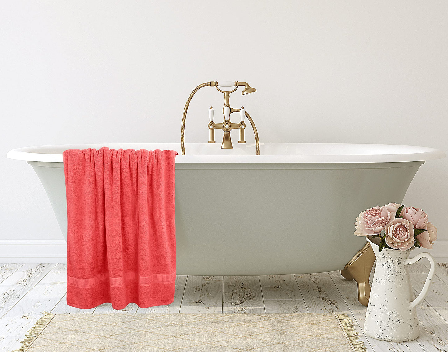 Utopia Towels Luxurious Jumbo Bath Sheet 2 Piece, 600 GSM, 35 by 70 Inches, 100% Ring Spun Cotton, Highly Absorbent and Quick Dry Extra Large Bath Towel, Super Soft Towel, Coral