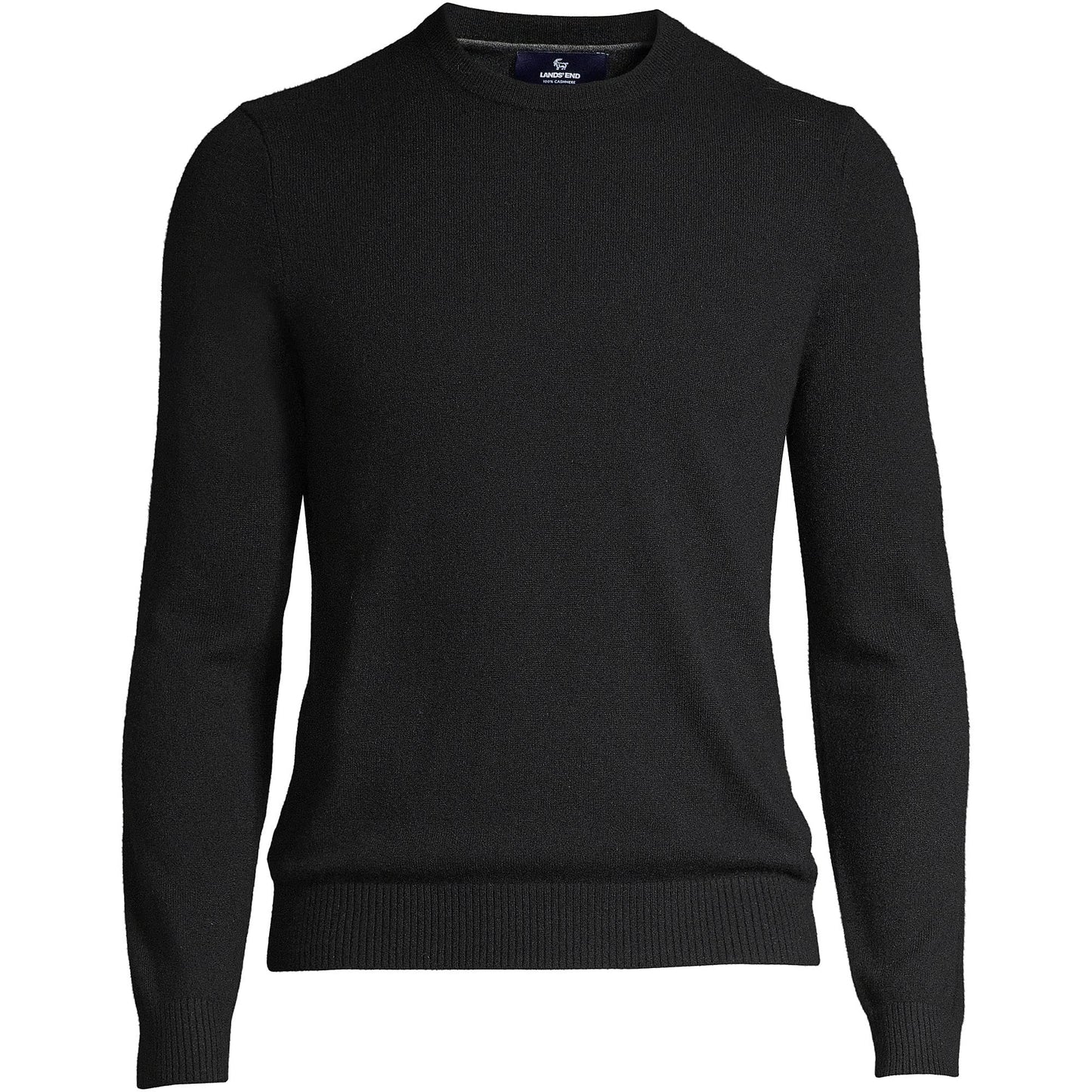 Lands' End Mens Fine Gauge Cashmere Sweater Black Tall Large