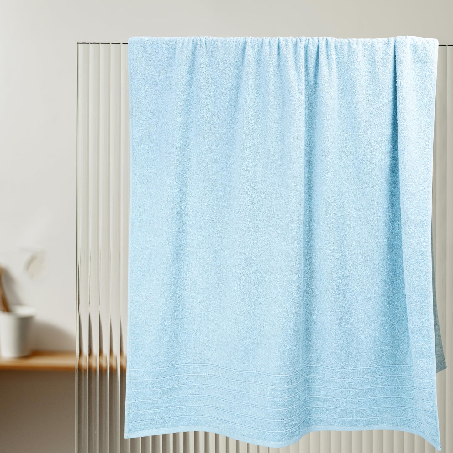 Tens Towels Pack of 1 Jumbo Bath Sheet 40 x 80 Inches, Extra Large & Light Weight, Quicker to Dry, 100% Cotton, Super Soft & Absorbent, Perfect to Wrap Yourself in, Sky Blue