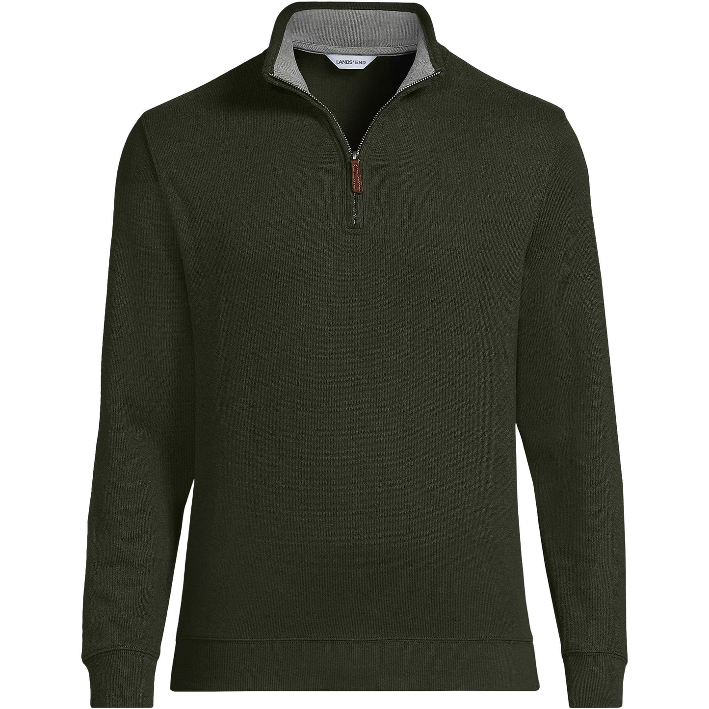 Lands' End Mens Bedford Rib Quarter Zip Sweater Havana Brown Big and Tall 3xlt