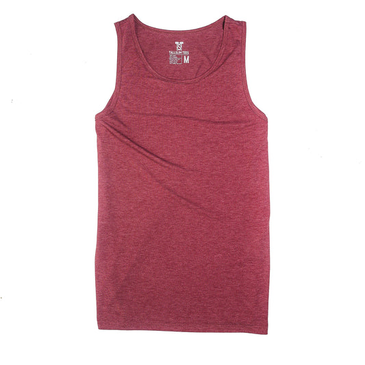 Men's Tall Slim-Fit Orginal Tank Top Shirt, Soft Polyester Blend Long Tee (Tall, Small, Red)