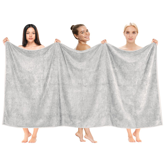 Cotton Paradise 100% Cotton 40x80 Oversized Bath Sheet, Extra Large Turkish Bath Towels for Bathroom, Silver Grey Bathsheet