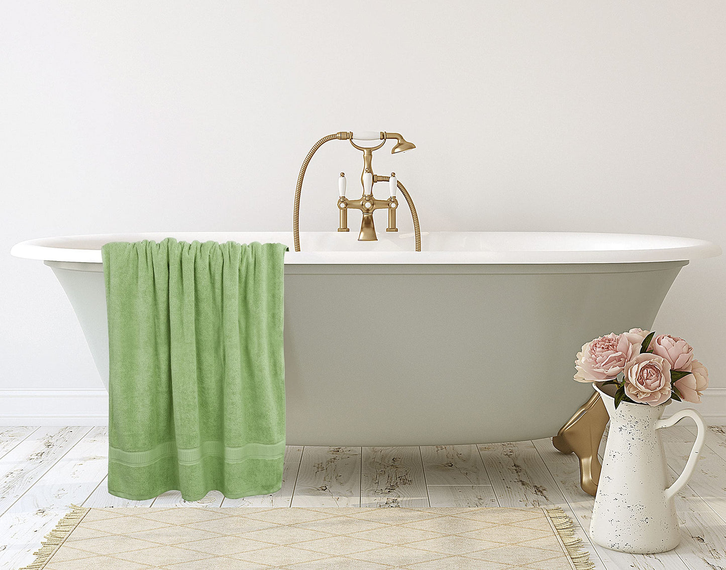 Utopia Towels Luxurious Jumbo Bath Sheet 2 Piece, 600 GSM, 35 by 70 Inches, 100% Ring Spun Cotton, Highly Absorbent and Quick Dry Extra Large Bath Towel, Super Soft Towel, Sage Green