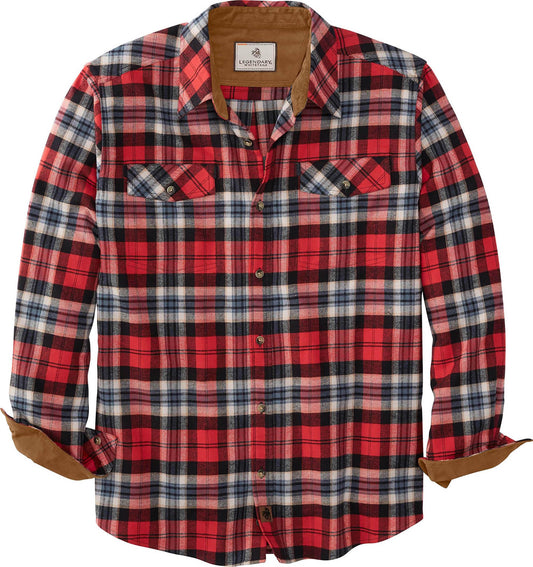 Legendary Whitetails Men's Big Flannel Shirt Long Sleeve Button Down Relaxed Fit, Jazzy Barn Side Plaid, XX-Large Tall