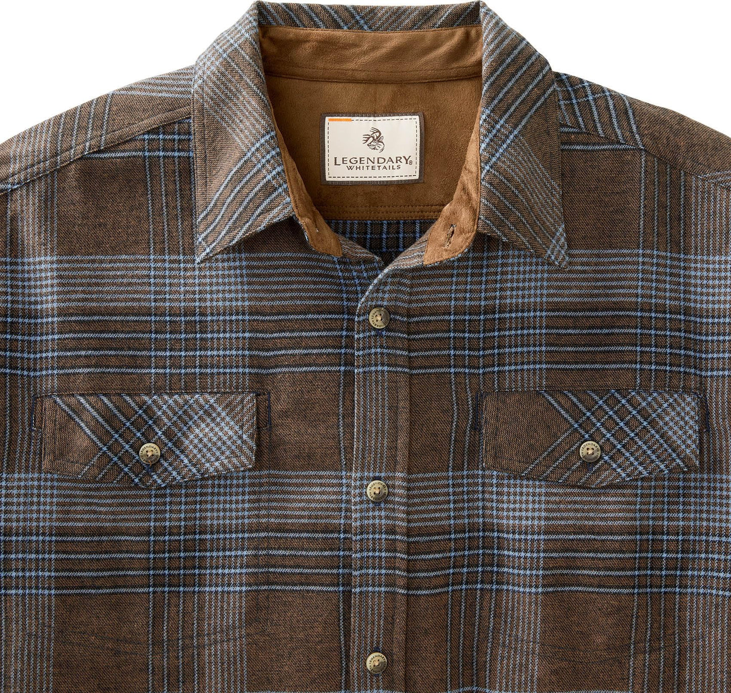 Legendary Whitetails Men's Big Flannel Shirt Long Sleeve Button Down Relaxed Fit, Real Chocolate Melange, Large Tall