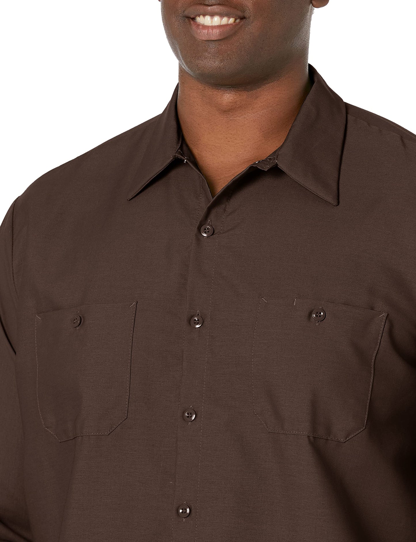 Red Kap Men's Size Industrial Work Shirt, Regular Fit, Long Sleeve, Chocolate Brown, Large/Tall