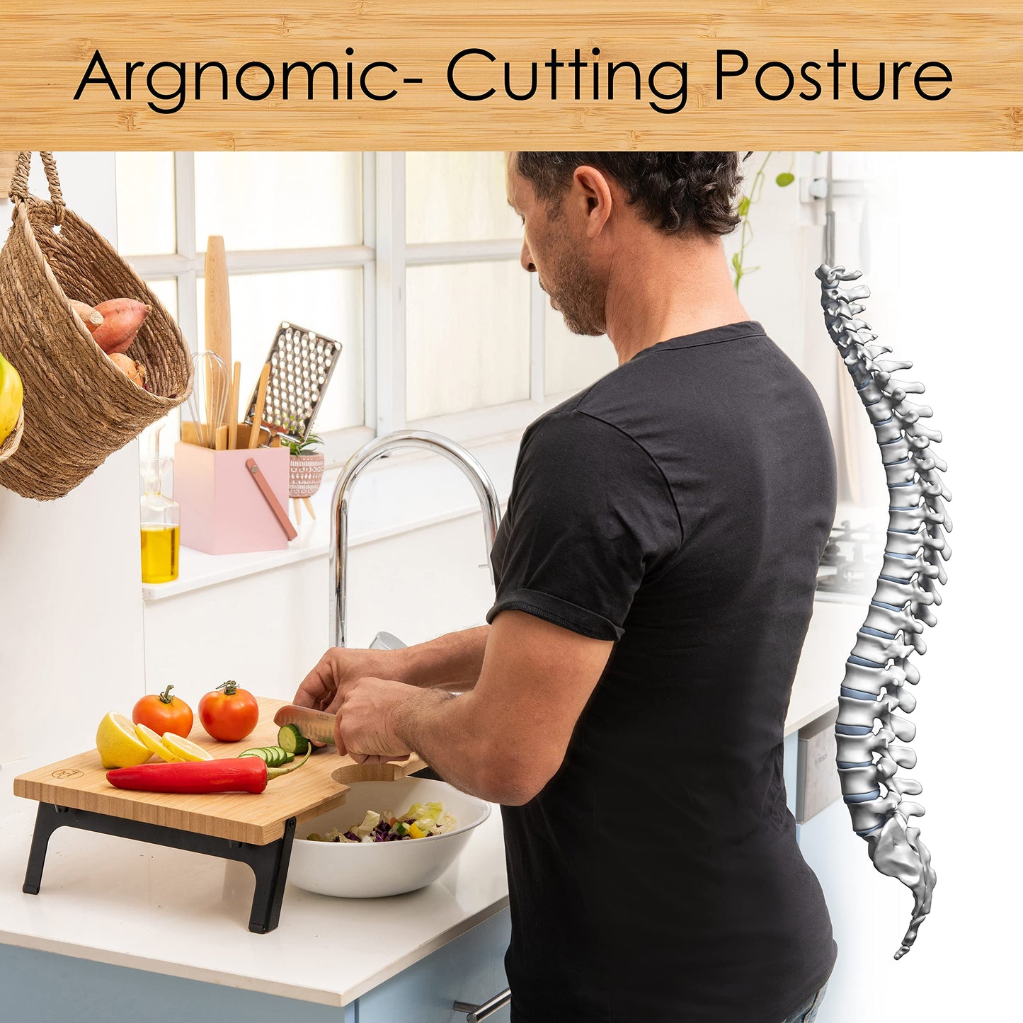 Raised non-toxic non-slip 16" x 12" cutting board (4.5" height)