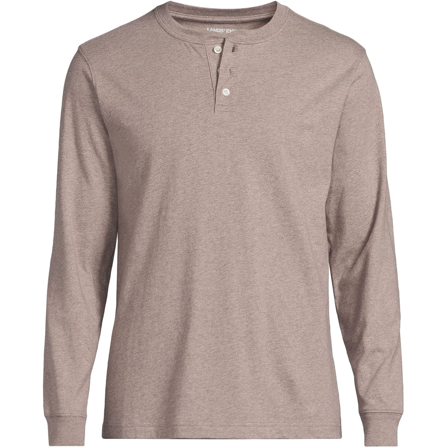 Lands' End Mens Long Sleeve Super-T Henley Light Bark Heather Big and Tall 3xlt