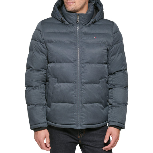 Tommy Hilfiger Men's Classic Hooded Puffer Jacket (Standard and Big & Tall), heather navy, 3X-Large Tall