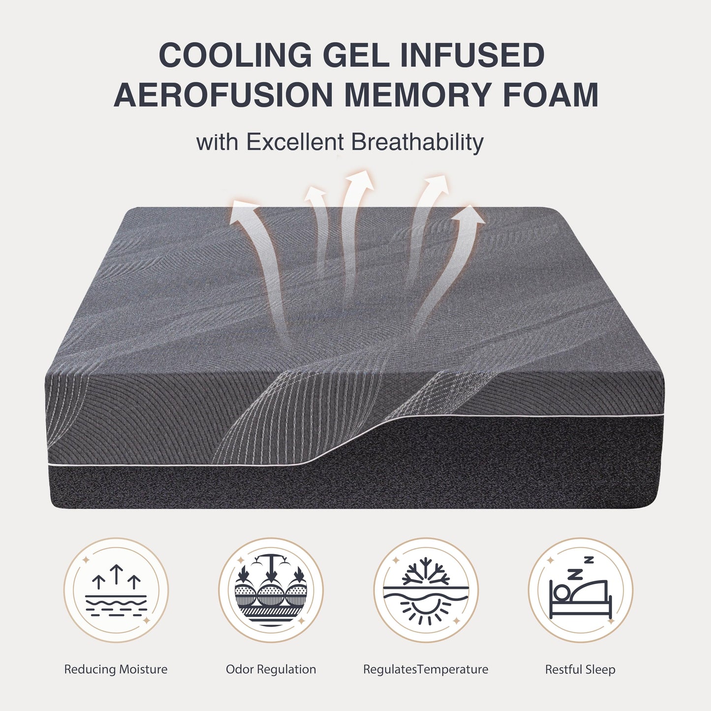 California King Mattress 14 Inch Charcoal Memory Foam in a Box, Medium Firm (84" Long)