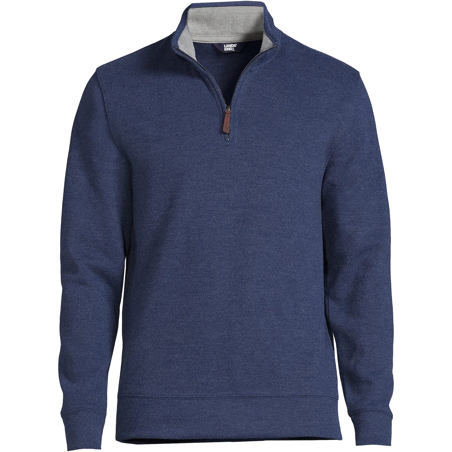 Lands' End Mens Bedford Rib Quarter Zip Sweater Medium Denim Heather Big and Tall 4xlt