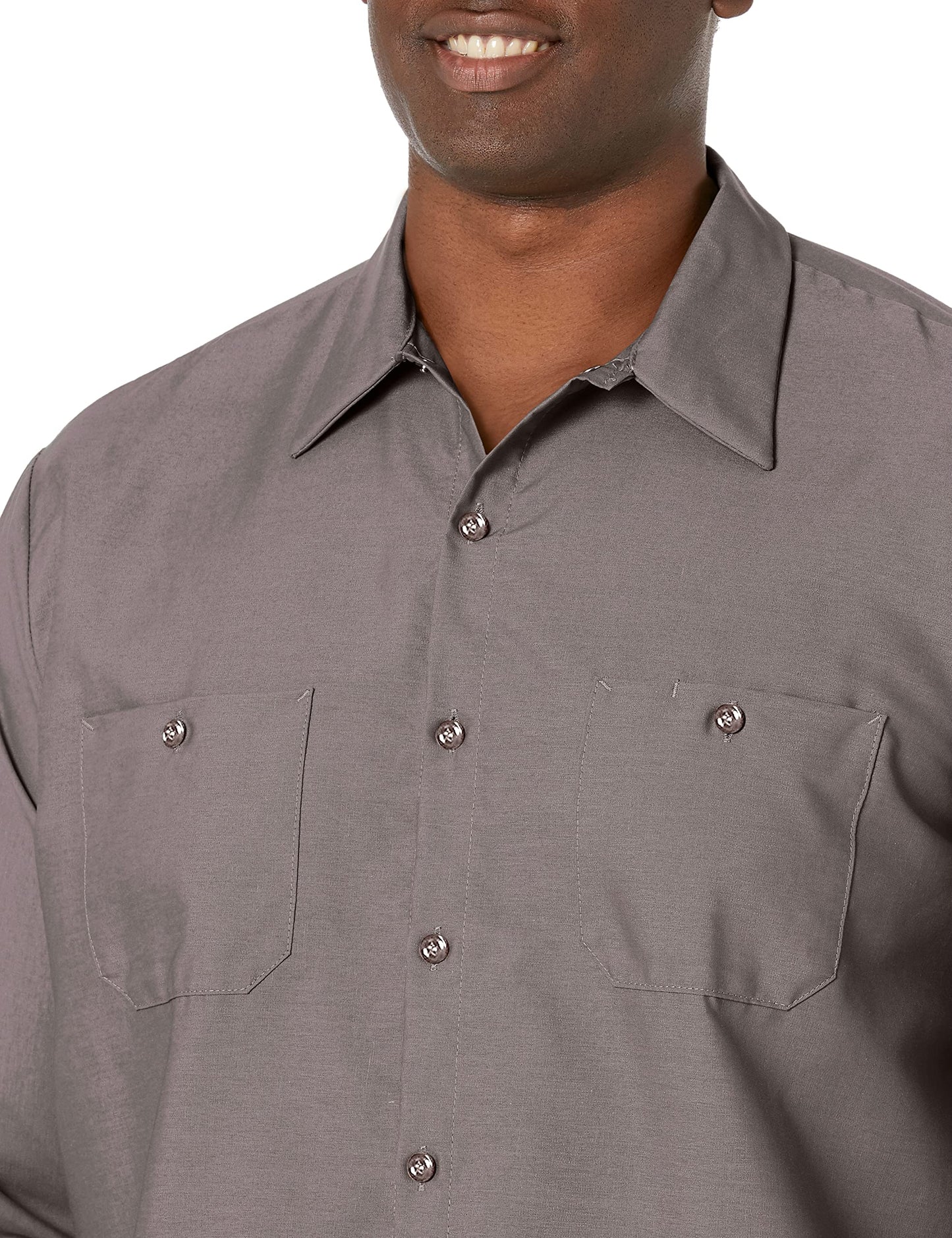 Red Kap Men's Size Industrial Work Shirt, Regular Fit, Long Sleeve, Grey, Large/Tall