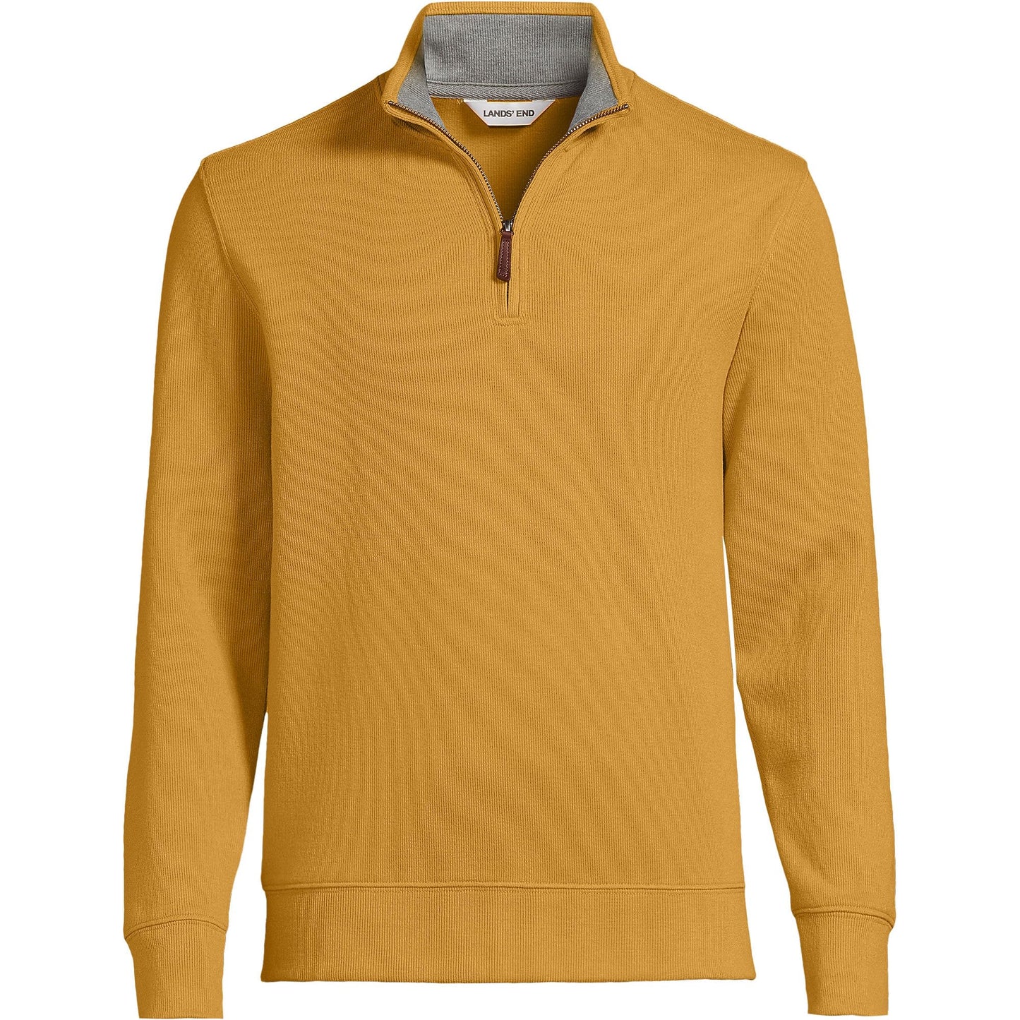 Lands' End Mens Bedford Rib Quarter Zip Sweater Dijon Gold Tall XX-Large