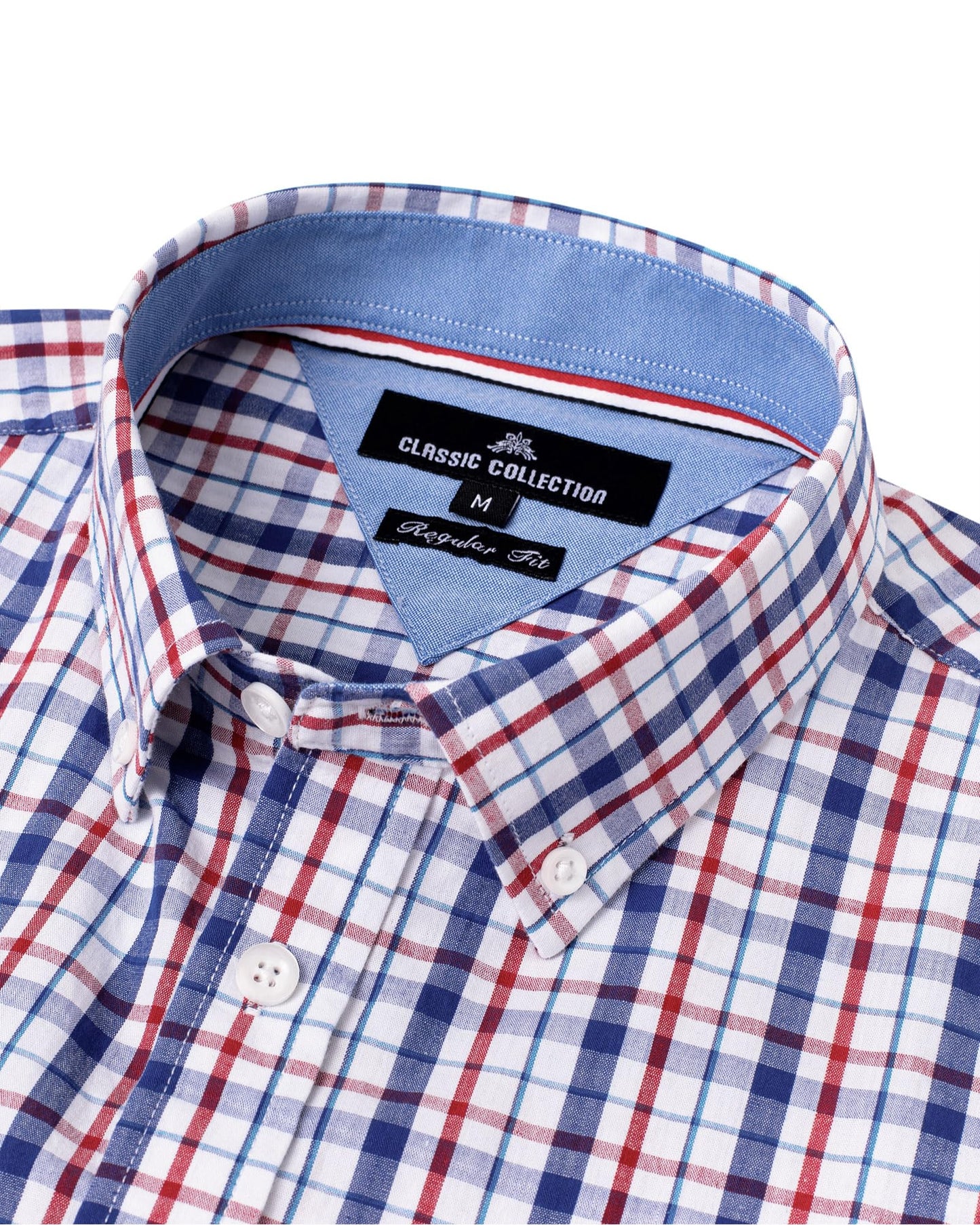Alimens & Gentle Men's Plaid Button Down Shirts Cotton Long Sleeve Dress Shirts Regular Fit Gingham Shirts