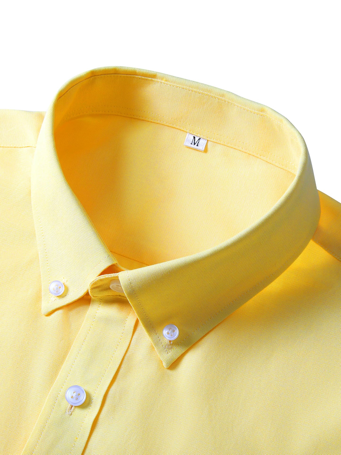 GIANZEN Light Pastel Yellow Dress Shirt Mens Button Up Shirts for Men Men's Casual Button-Down Long Sleeve Oxford Down Light Yellow Size XL Tall