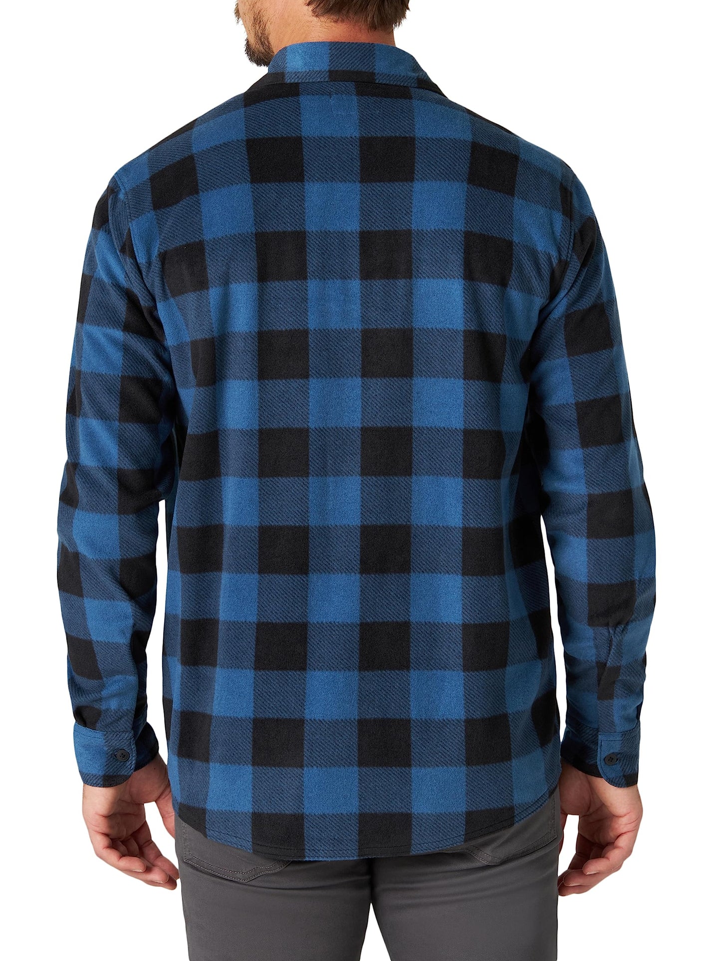 Wrangler Authentics Men's Long Sleeve Heavyweight Fleece Shirt Blue Buffalo Plaid 2X Tall