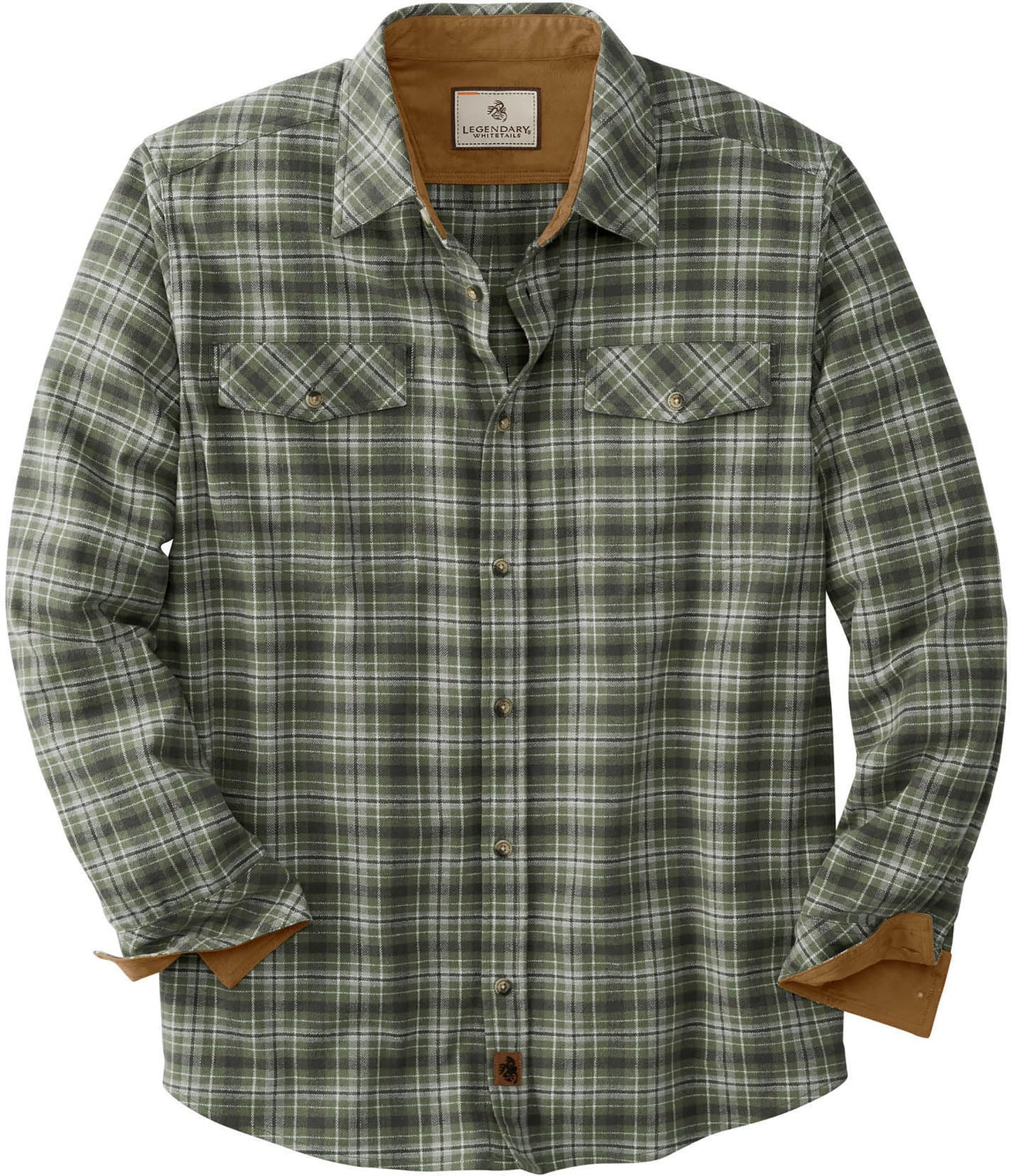 Legendary Whitetails Men's Big Flannel Shirt Long Sleeve Button Down Relaxed Fit, Forest Moss Plaid, 4X-Large Tall