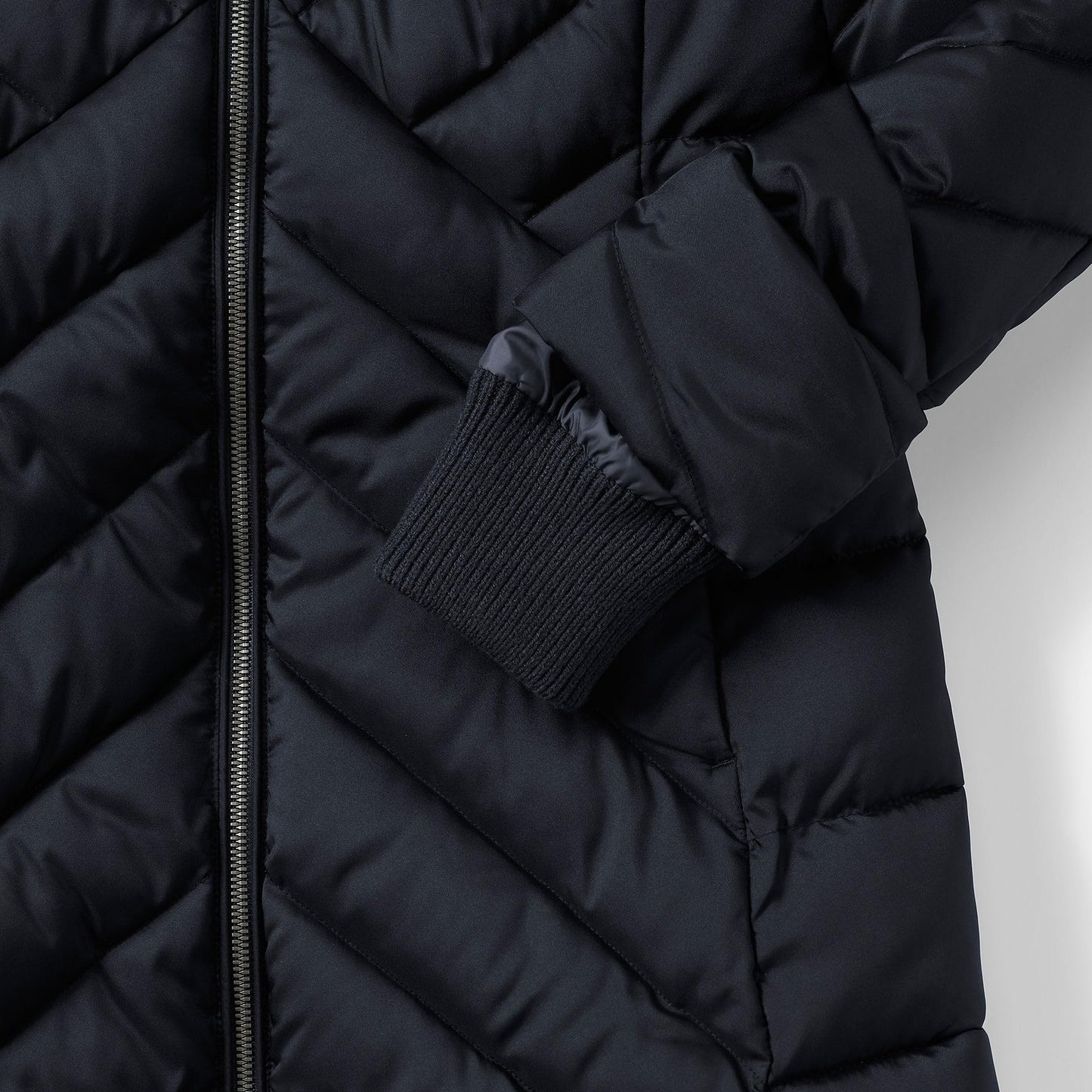 Lands' End Womens Plush Lined Insulated Coat Black Tall Large