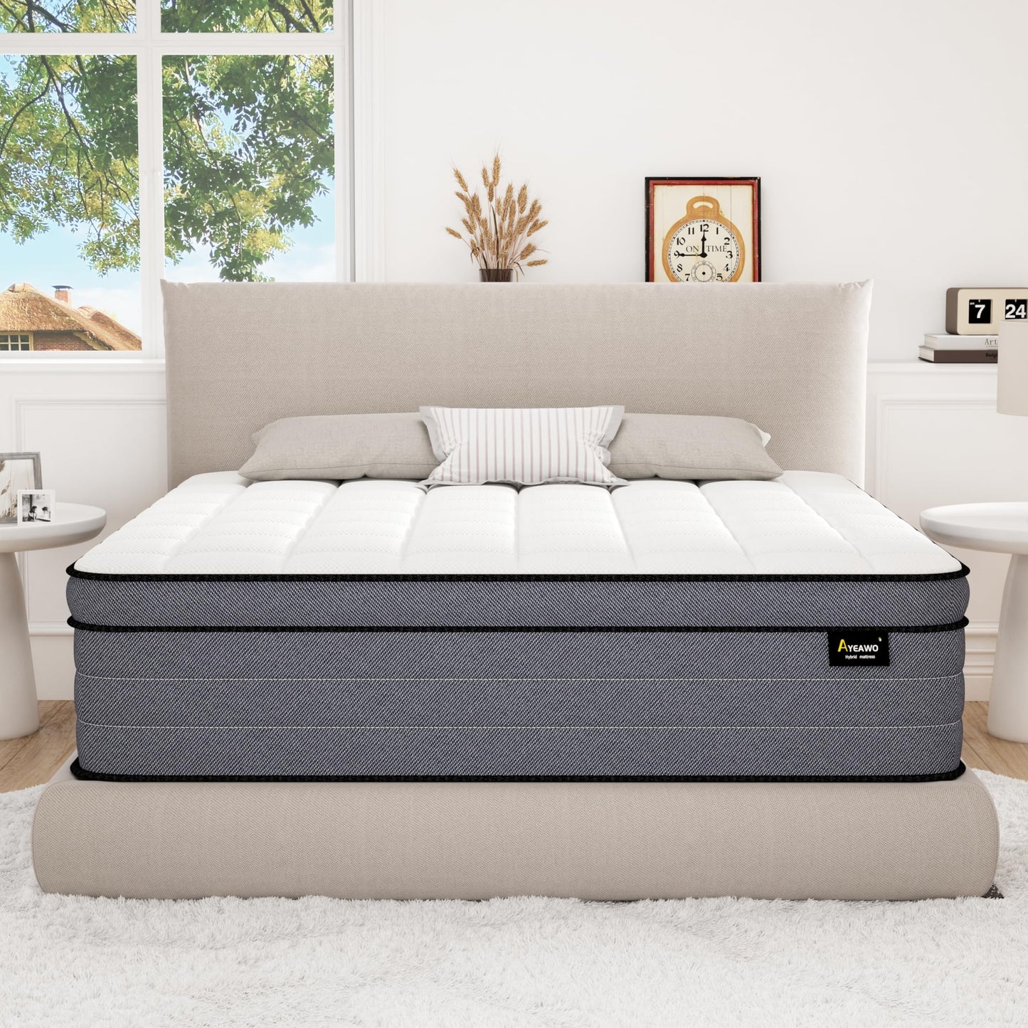 California King Mattress, 12 Inch Cal King Hybrid Mattress with Gel Memory Foam (84" Long)