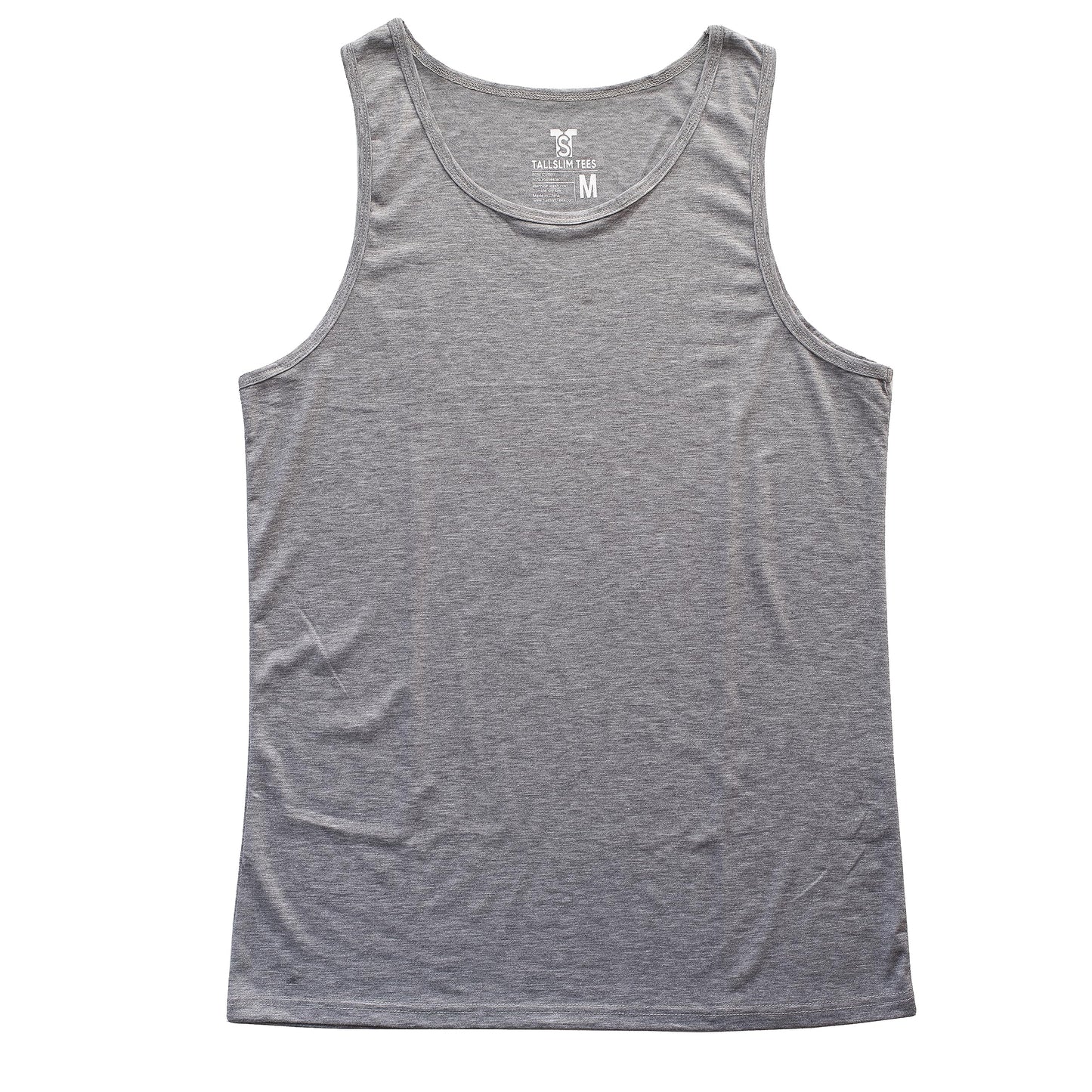 Men's Tall Slim-Fit Orginal Tank Top Shirt, Soft Polyester Blend Long Tee (Tall, Medium, Light Gray)