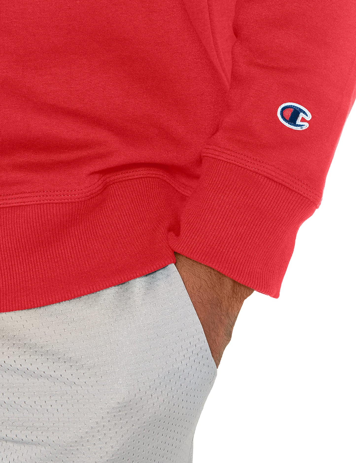 Champion Men's Crewneck Fleece Sweatshirt, Standard Fit, Midweight, Available in Regular and Big, Team Red Scarlet-C Logo, 3X-Large Tall