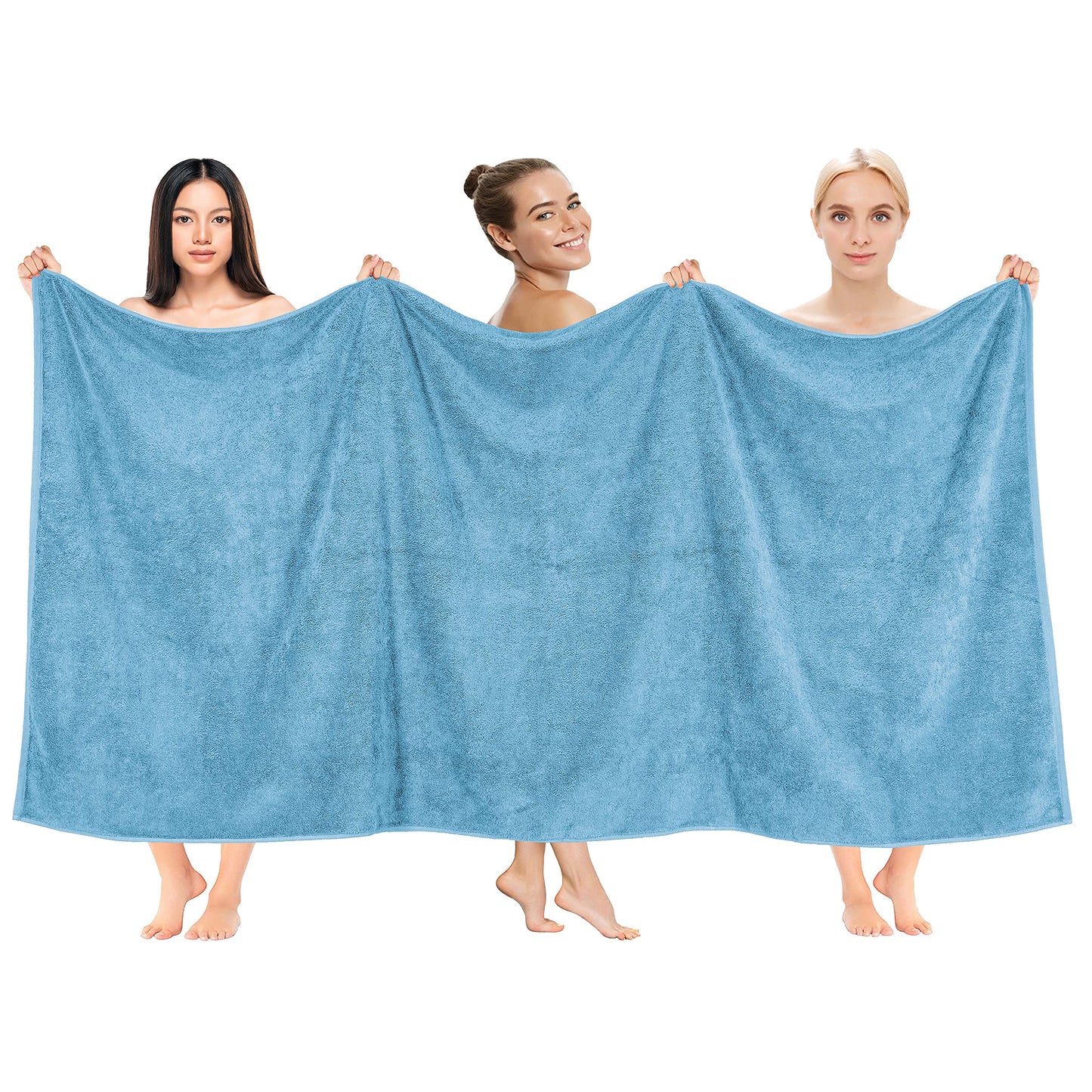 Cotton Paradise 100% Cotton 40x80 Oversized Bath Sheet, Extra Large Turkish Bath Towels for Bathroom, Sky Blue Bathsheet