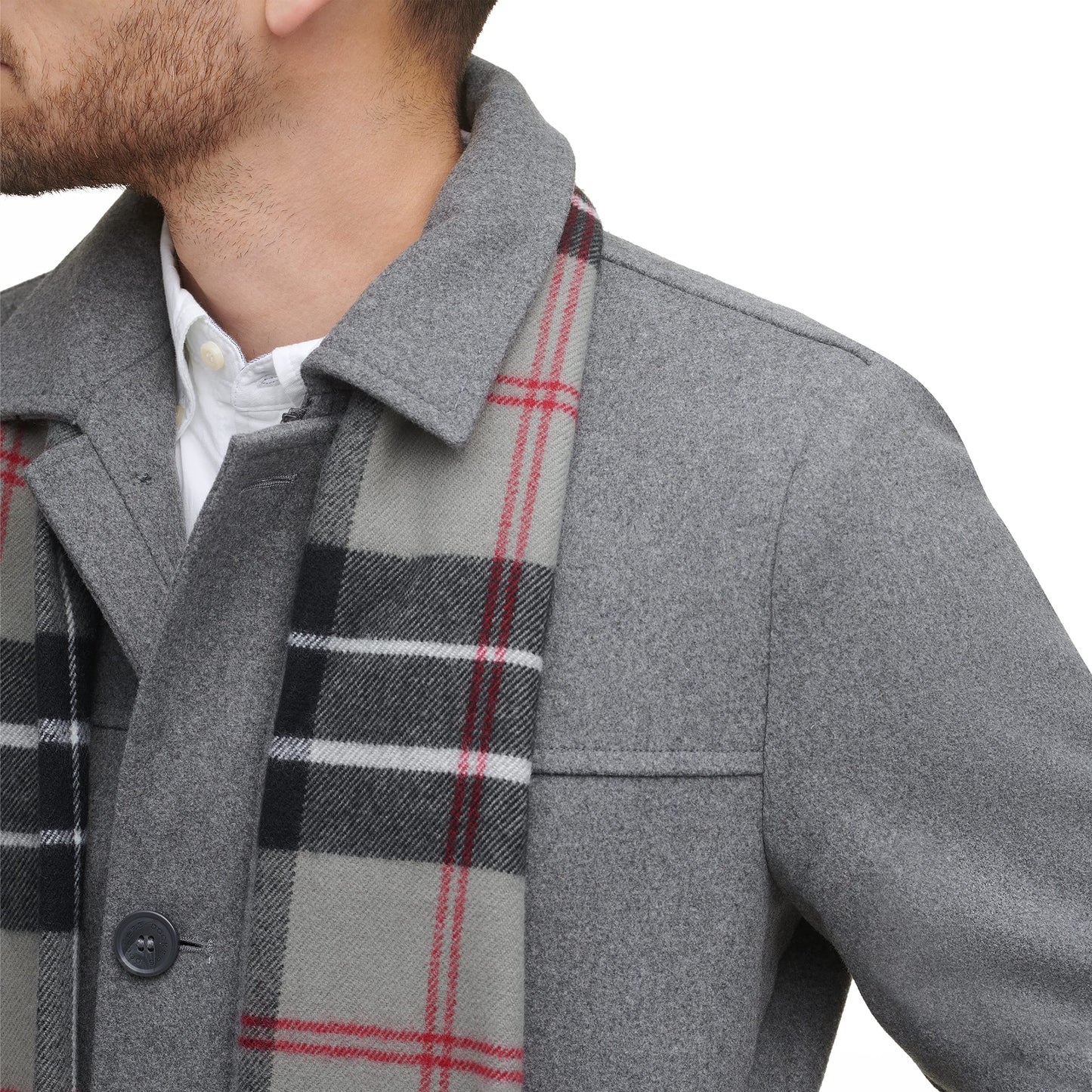 Dockers Men's Weston Wool Blend Coat with Scarf (Regular and Big & Tall), Light Grey, 3X-Large