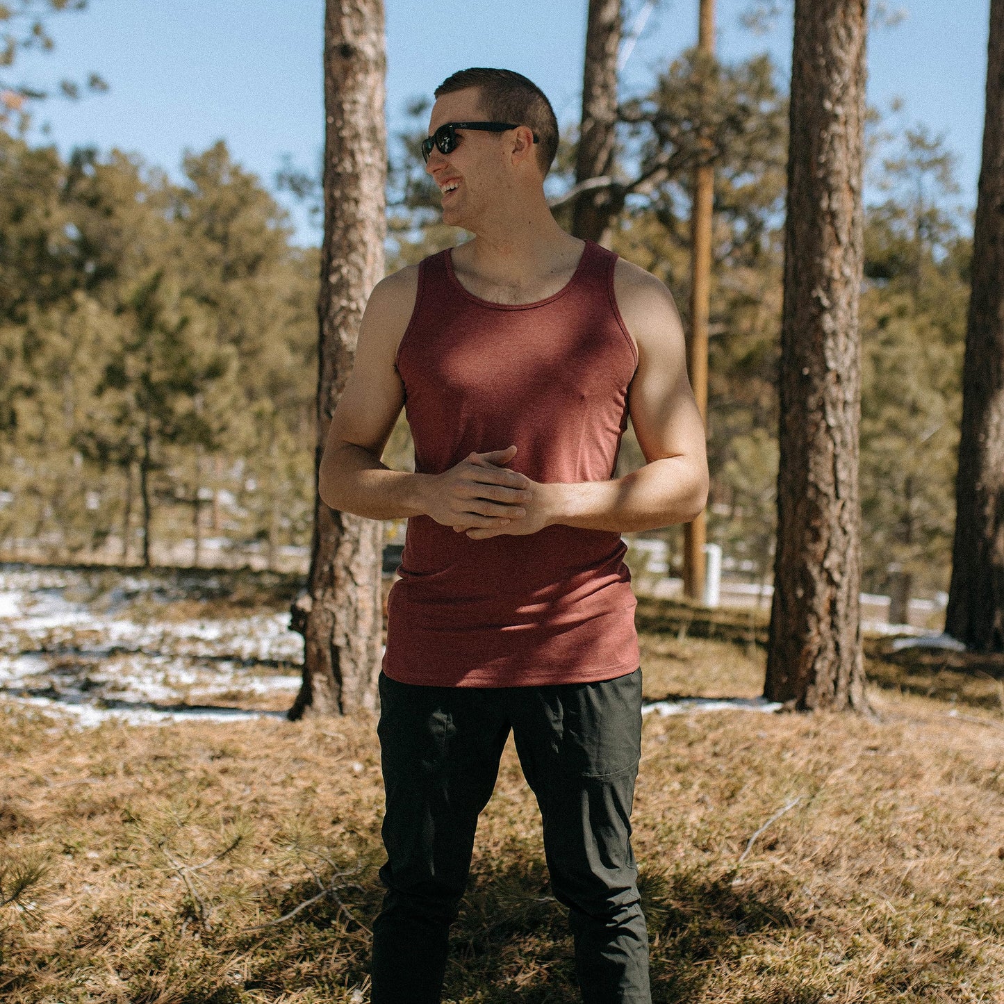 Men's Tall Slim-Fit Orginal Tank Top Shirt, Soft Polyester Blend Long Tee (Tall, Small, Dark Blue)