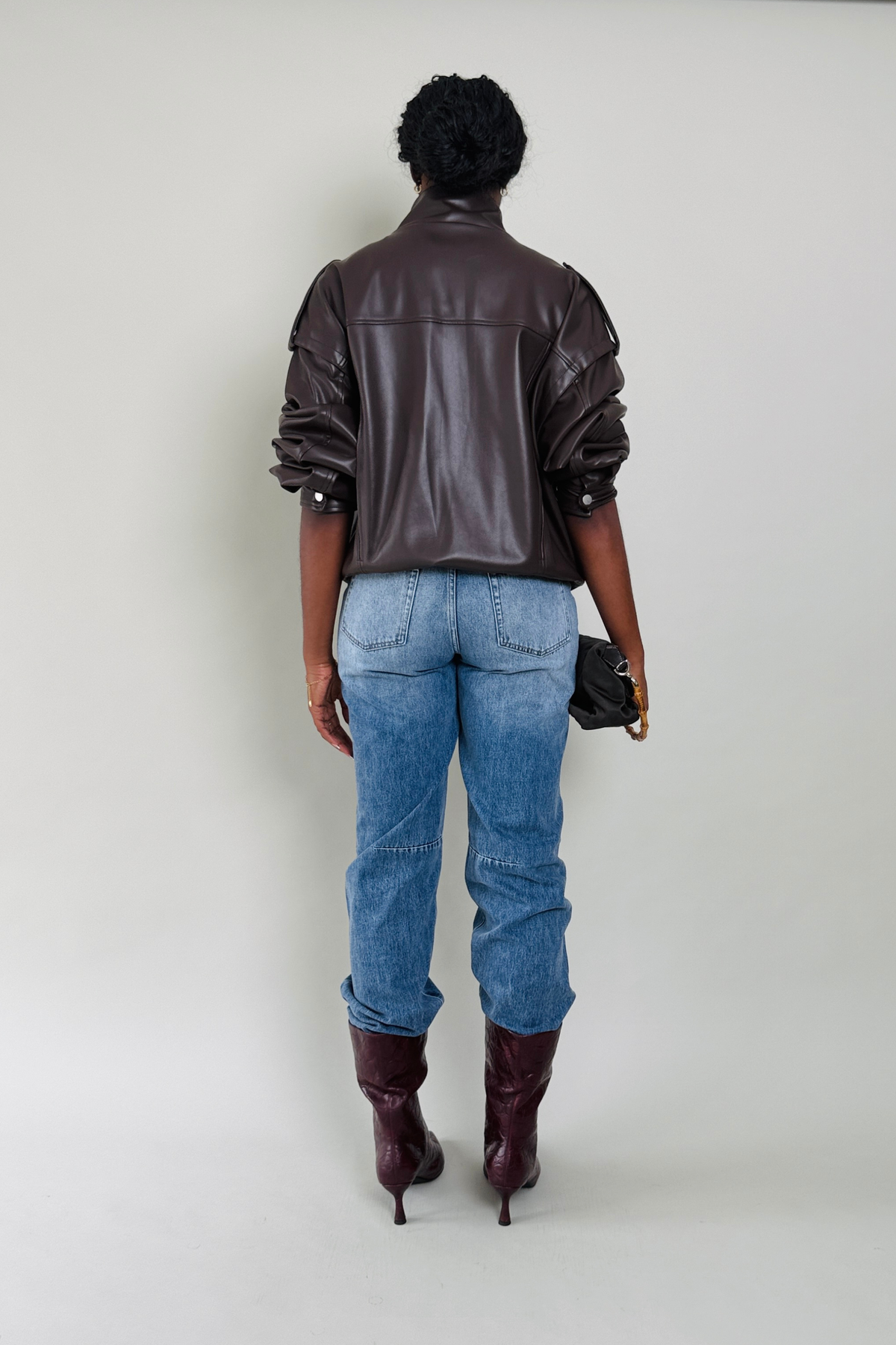 FAUX LEATHER BOMBER