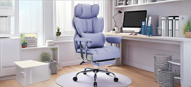 Tall purple office chair in modern setting