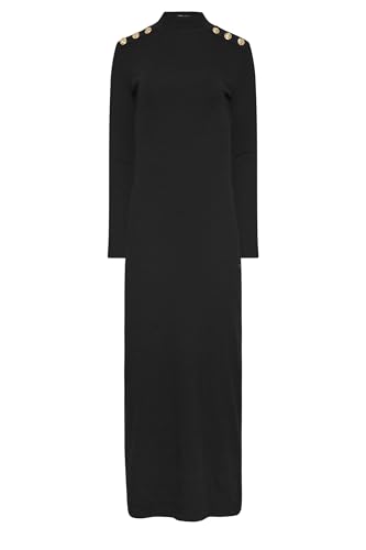 Long Tall Sally LTS Tall Ribbed Shoulder Button Maxi Dress Black 14