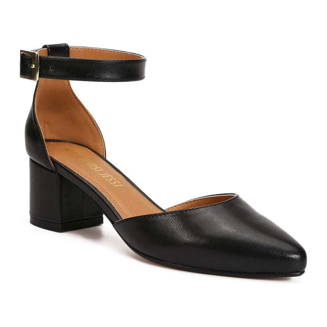 MAIERNISI JESSI Unisex Men's Women's Pointed Toe Ankle Strap Pumps, 2.17 Inch Block Heel, D'Orsay Style Patent Nude EU47 - US