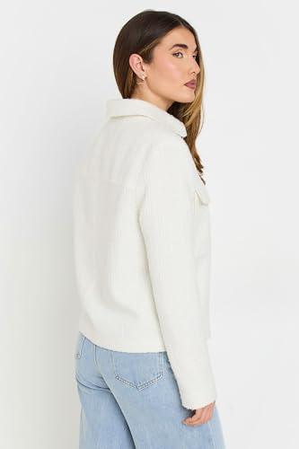 Long Tall Sally Lts Tall Boucle Zip Bomber Jacket Ivory 18