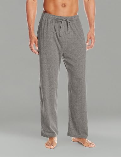 Fruit of the Loom Men's Extended Sizes Jersey Knit Sleep Pant (1-Pack), Grey Heather, Large Tall