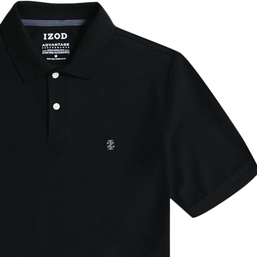 IZOD Men's Big Advantage Performance Short Sleeve Polo Shirt, Black, 3X-Large Tall