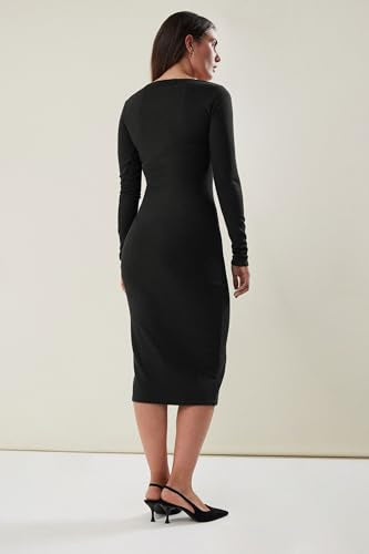 Long Tall Sally LTS Tall Square Neck Bodycon Midi Dress Black 14