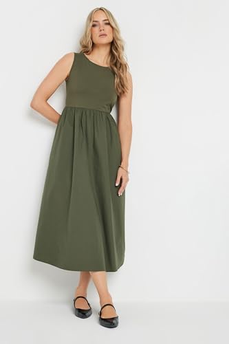 Long Tall Sally LTS Tall Jersey & Woven Mix Fabric Midi Dress Khaki 16